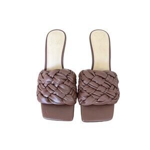 NEW Marc Fisher Draya Braided Square Toe Sandals Brown Classic Heel Size 6m